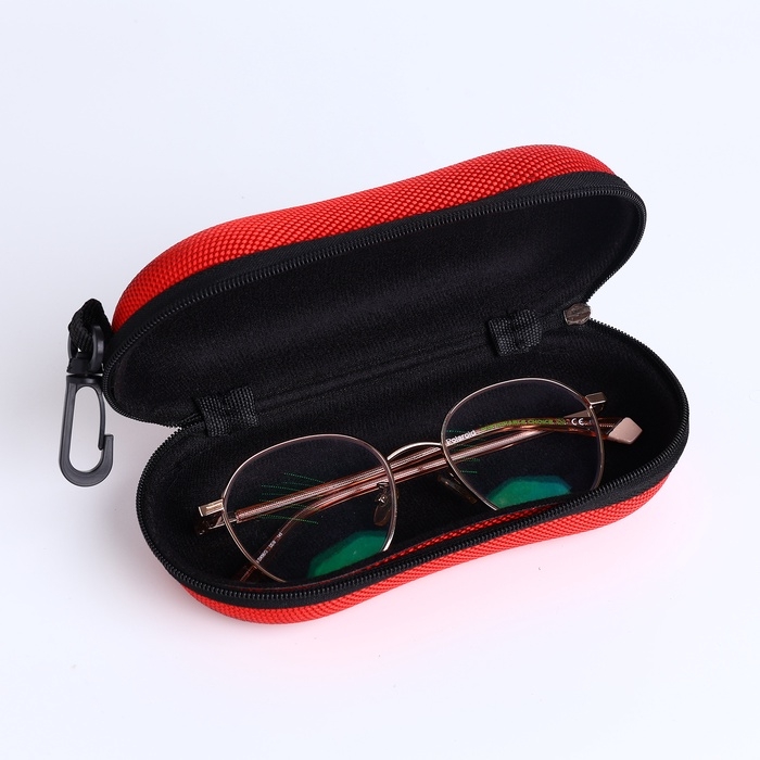 Футляр для очков на молнии, длина 16 см, цвет красный Футляр для очков на молнии, длина 16 см, цвет красный
