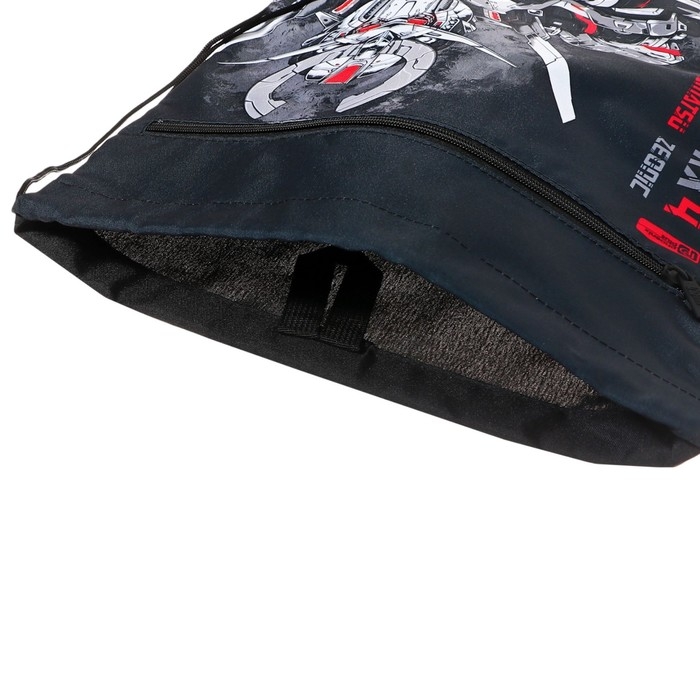 Мешок для обуви с карманом 480 х 360 мм, Феникс, светоотражающая полоса, с ручкой "Роботы"