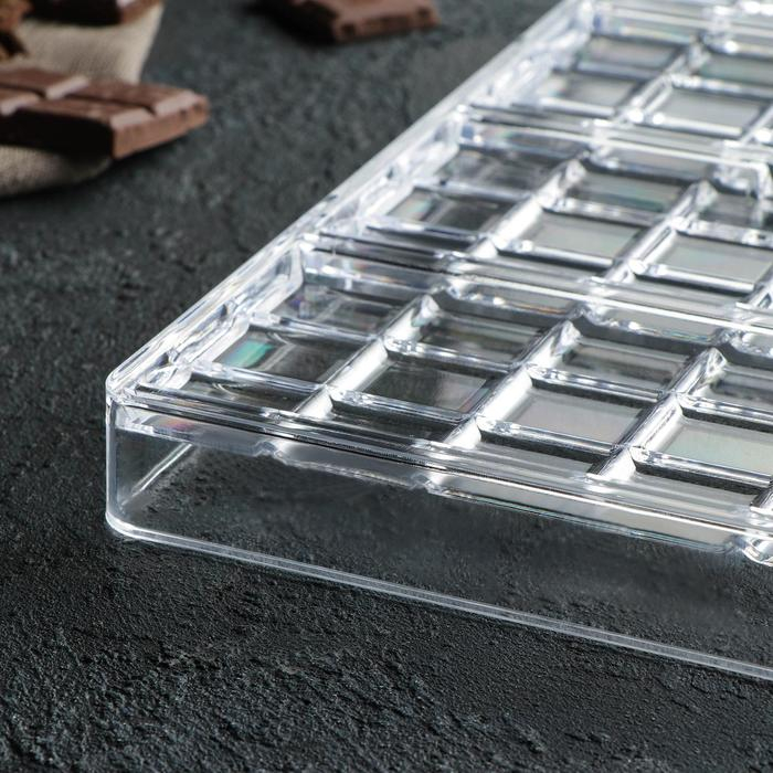 Форма для шоколада KONFINETTA «Плитка», 33×16,5×3 см, 4 ячейки, цвет прозрачный