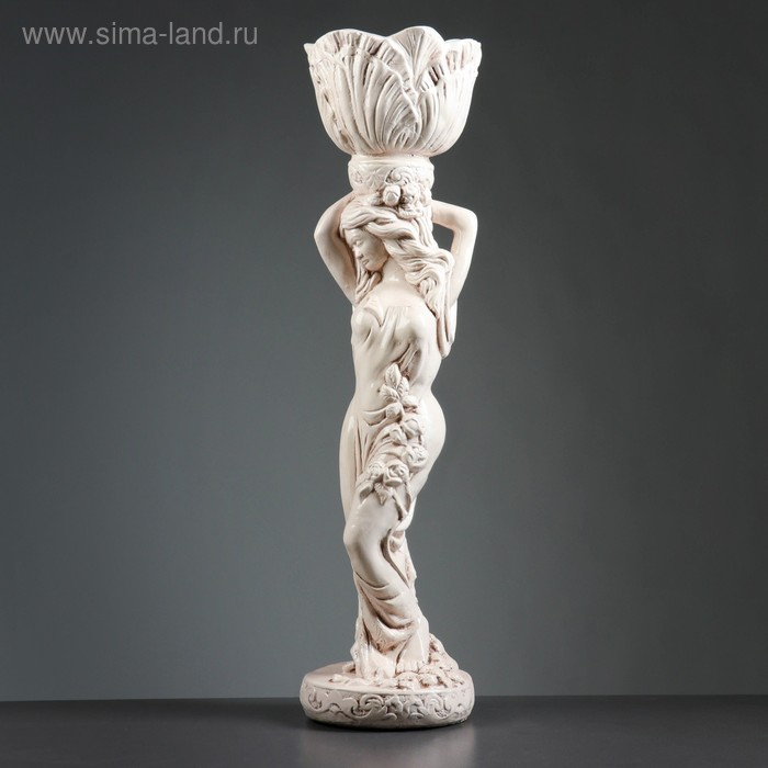 Фигура Фигура "Девушка стоя кашпо на голове средняя" состаренное1,5 л / 22х80х22см