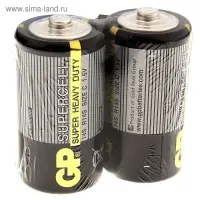 Батарейка солевая GP Supercell Super Heavy Duty, C, 14S / R14, 1.5 В, спайка, 2 шт.