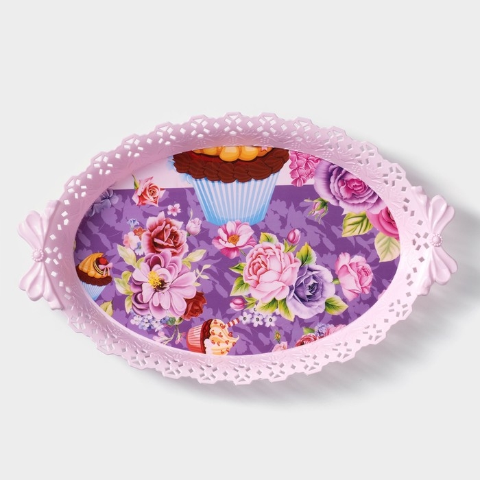 Поднос овальный Доляна «Пастораль», 36×22×5 см, цвет МИКС Поднос овальный Доляна «Пастораль», 36×22×5 см, цвет МИКС