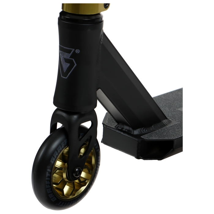 Самокат трюковой GRAFFITI Advanced 24, колёса PU 100 мм, SCS компрессия, ABEC 9 Chrome, цвет чёрный Самокат трюковой GRAFFITI Advanced 24, колёса PU 100 мм, SCS компрессия, ABEC 9 Chrome, цвет чёрный