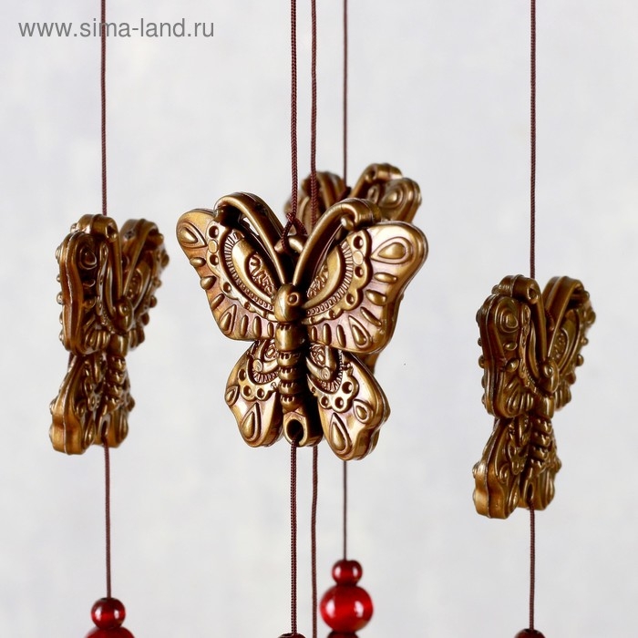 Музыка ветра металл, дерево Музыка ветра металл, дерево "Бабочки" 4 колокольчика 55 см