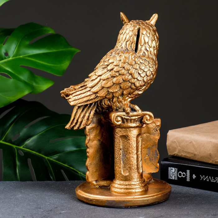 Копилка  Копилка "Сова в книге малая" бронза,  14х17х27см