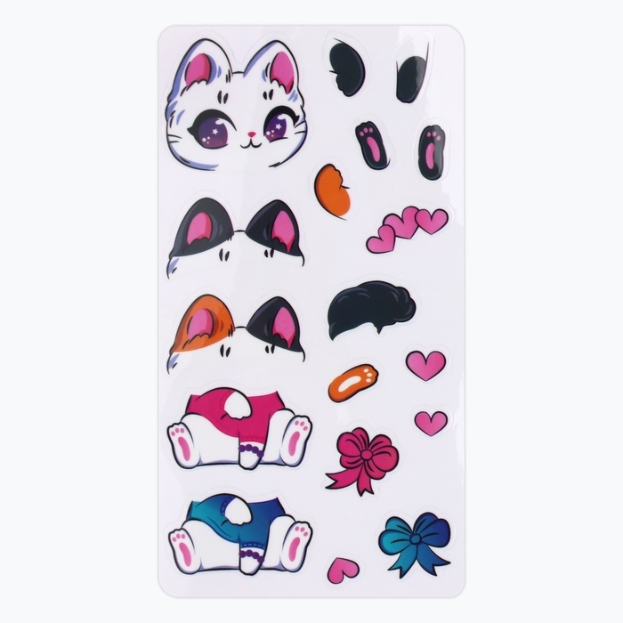 Брелок для ключей с наклейками в наборе &laquo;Кот&raquo;, 4.7 х 10 см