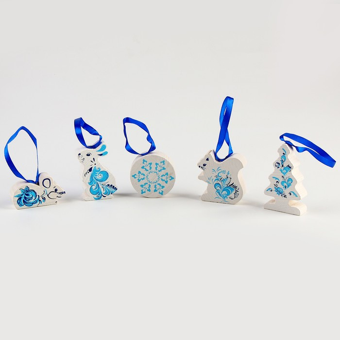 Набор ёлочных игрушек  Набор ёлочных игрушек "Зимние узоры" 5 деталей