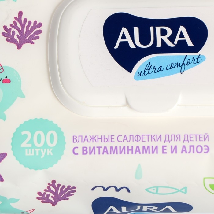 Влажные салфетки Aura Ultra Comfort, для детей, 200 шт. Влажные салфетки Aura Ultra Comfort, для детей, 200 шт.