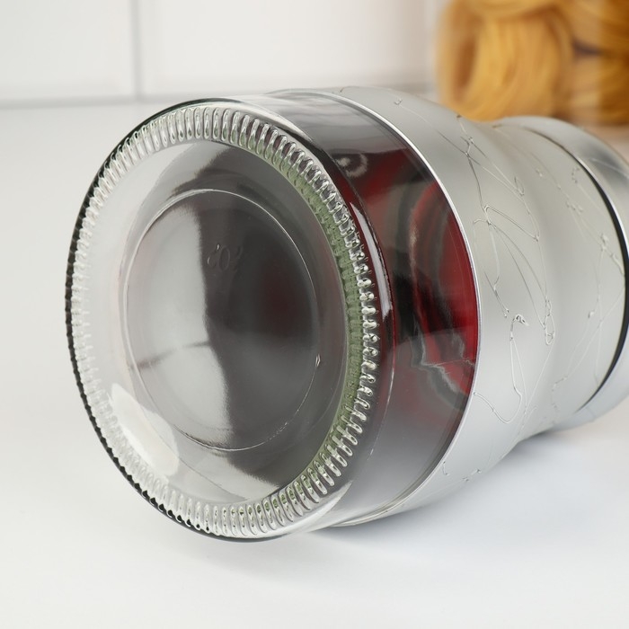 Банки стеклянные для хранения сыпучих продуктов &laquo;Мрамор&raquo;, 850 мл, 11,5&times;14,5 см, 3 шт, цвет серебряный