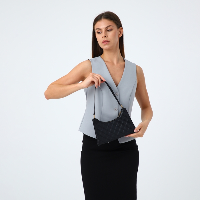 Сумка-багет на молнии, цвет чёрный Сумка-багет на молнии, цвет чёрный