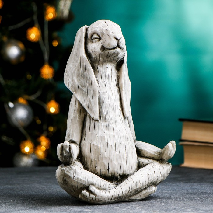 Копилка Копилка "Заяц йог" 25х19х10см, серый камень