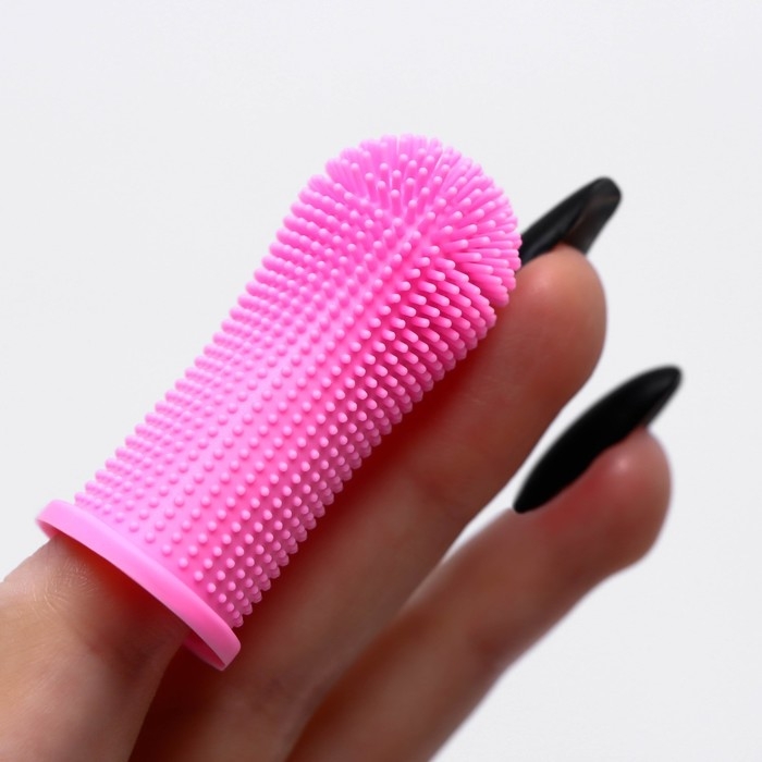 Щётка для чистки зубов животных, 5,5 х 2,5 см, розовая, контейнер 7 х 4 см