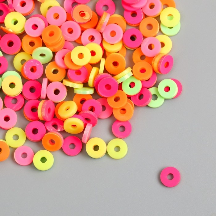 Бусины для творчества PVC Бусины для творчества PVC "Колечки. Перламутр. Карнавал" набор ≈ 330 шт 0,1х0,6х0,6 см