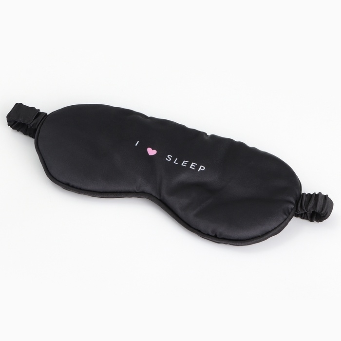 Маска шелковая для сна I love sleep, 20 х 9 см, цвет чёрный Маска шелковая для сна I love sleep, 20 х 9 см, цвет чёрный