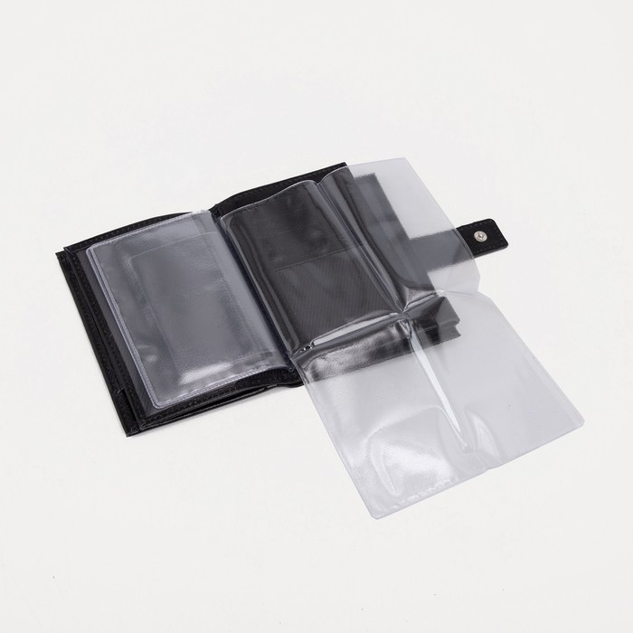 Портмоне мужское на кнопке, отдел для автодокументов и паспорта, цвет чёрный Портмоне мужское на кнопке, отдел для автодокументов и паспорта, цвет чёрный