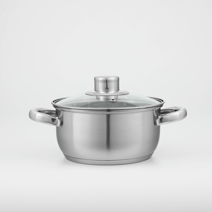 Кастрюля из нержавеющей стали Доляна «Гретте», 1,6 л, d=16 см, с крышкой, капсульное дно, индукция Кастрюля из нержавеющей стали Доляна «Гретте», 1,6 л, d=16 см, с крышкой, капсульное дно, индукция