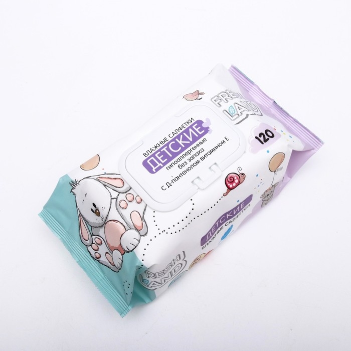 Влажные салфетки для детей  Влажные салфетки для детей "Freshland" c Д-пантенолом,120 шт