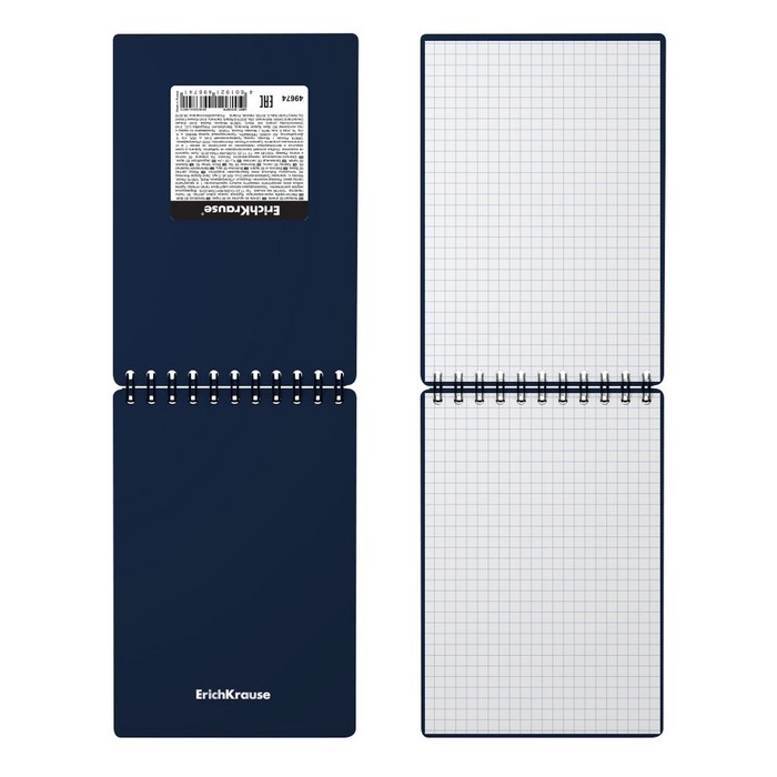 Блокнот на гребне А6, 60 листов, клетка, ErichKrause  Блокнот на гребне А6, 60 листов, клетка, ErichKrause "Classic", пластиковая обложка шелкография, блок офсет белизна 100%, блок офсет, микс