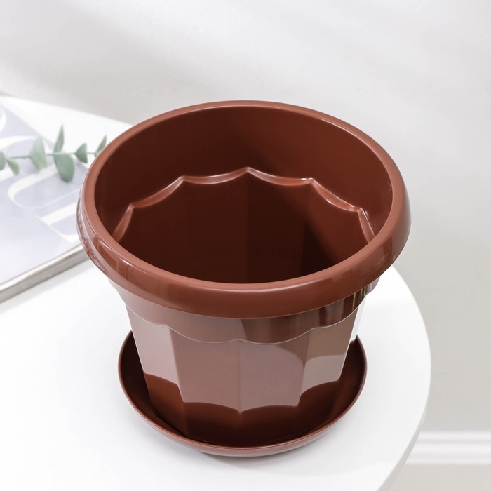 Горшок для цветов с поддоном Доляна «Эрика», 1,8 л, цвет коричневый