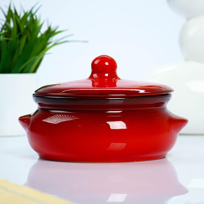 Горшок керамический для запекания  Горшок керамический для запекания "Борисовский" 0,7л / 15х9см, красный