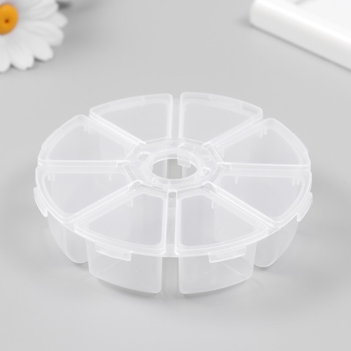 Шкатулка пластик для мелочей Шкатулка пластик для мелочей "Круглая" 8 отделений 2,5х10,3х10,3 см