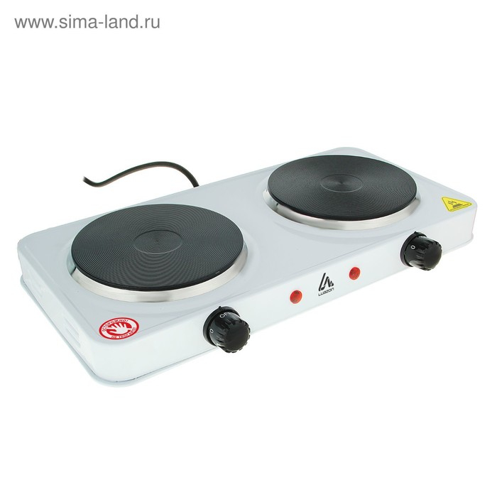 Плитка электрическая Luazon LHP-005, 2 конфорки, 2000 Вт, нагреватель диск, белая Плитка электрическая Luazon LHP-005, 2 конфорки, 2000 Вт, нагреватель диск, белая