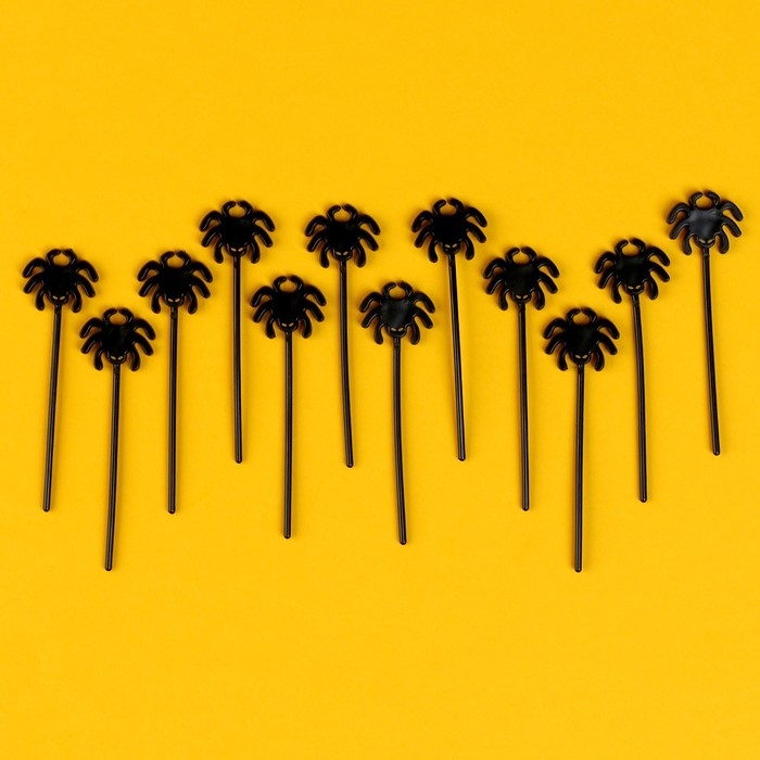 Шпажки «Паук», в наборе 12 штук, цвет чёрный Шпажки «Паук», в наборе 12 штук, цвет чёрный