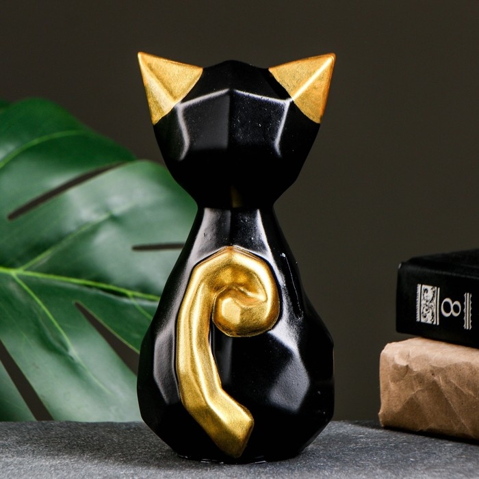 Копилка Копилка "Кошка геометрическая" черная-золото, 19см