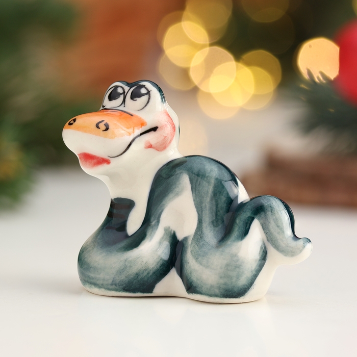 Новый год. Сувенир символ года символ года Новый год. Сувенир символ года символ года "Змей Ваня", гжель, цвет, 4 см