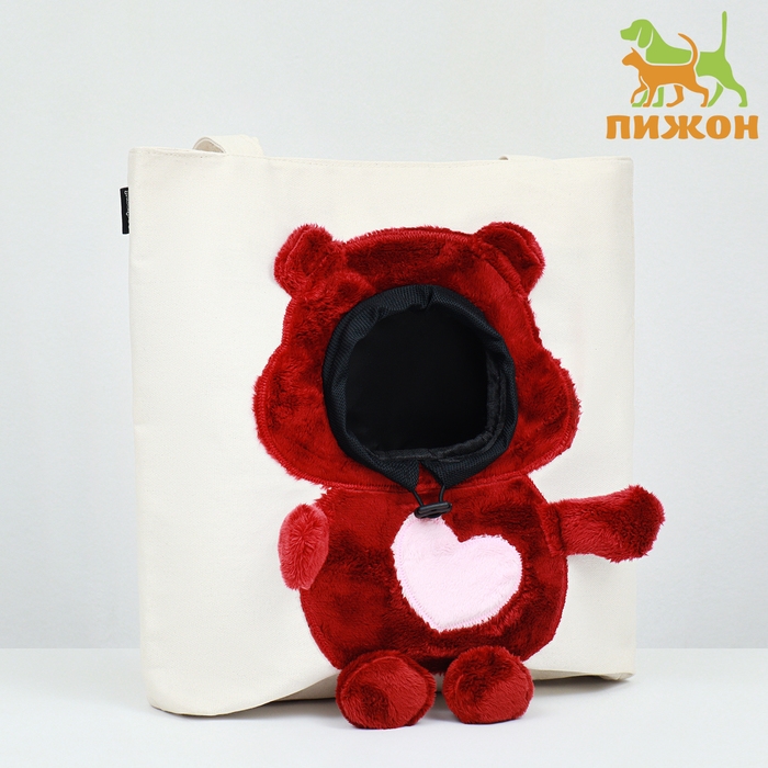 Сумка-переноска для животных с окном  Сумка-переноска для животных с окном "Медведь", 35  х 31 х 8 см,  белая