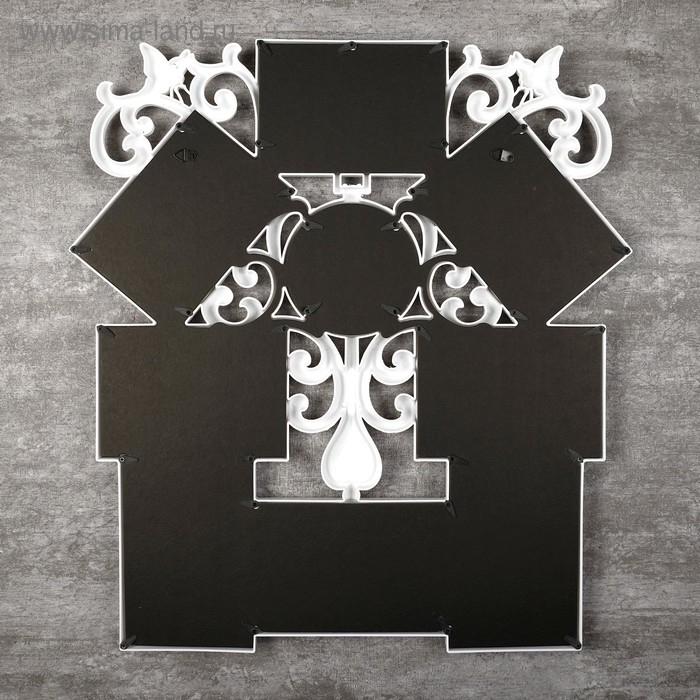 Фоторамка пластик на 9 фото 10х10, 10х15 см  Фоторамка пластик на 9 фото 10х10, 10х15 см "Узоры" белая 54х49 см