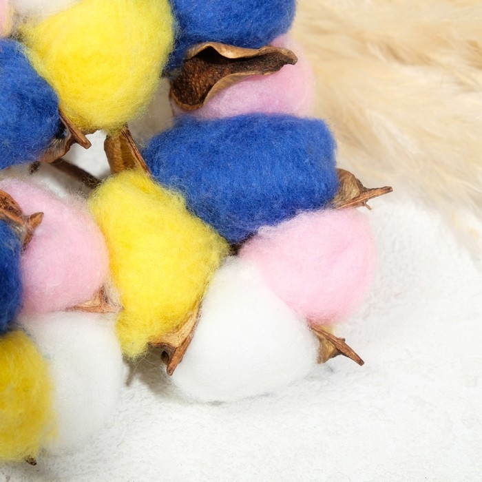 Декор сухоцвет Декор сухоцвет "Хлопок" d-5 см, 30 см, микс набор 5 шт