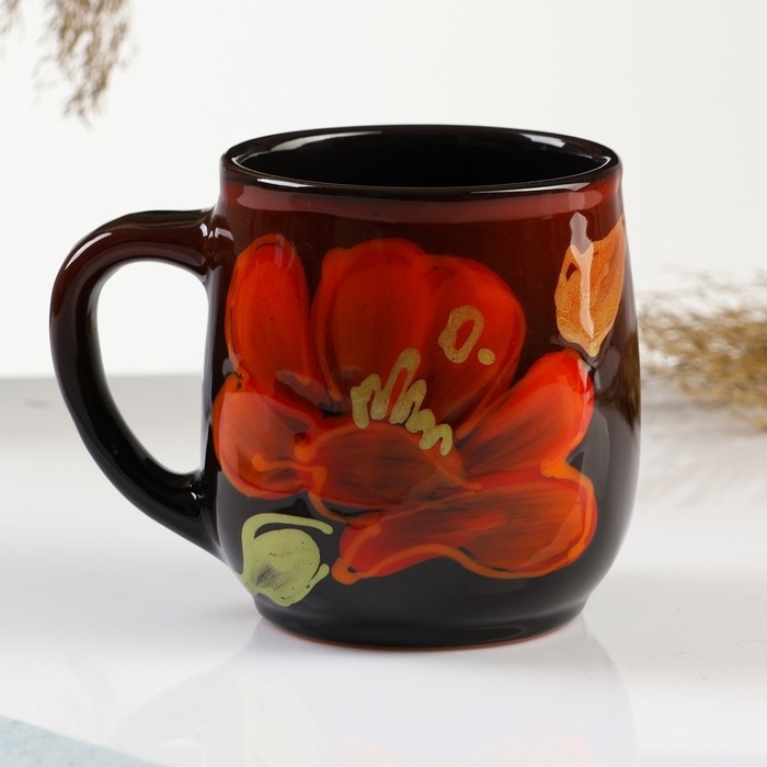 Кружка  Кружка "Форма" 0,3л / 9х9,5см, мак на черном