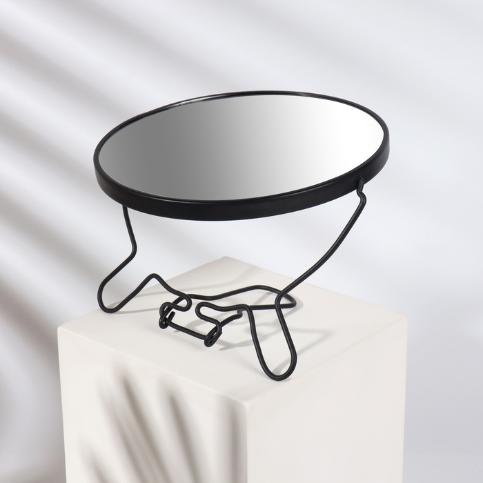 Зеркало настольное - подвесное, двустороннее, с увеличением, d зеркальной поверхности 16,2 см, цвет чёрный Зеркало настольное - подвесное, двустороннее, с увеличением, d зеркальной поверхности 16,2 см, цвет чёрный