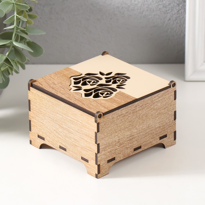 Шкатулка комбинированная  Шкатулка комбинированная "Розы" 10,5х10х7 см