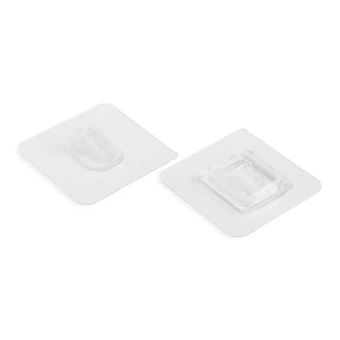 Держатель настенный, 2 шт, ТУНДРА, с клейкой поверхностью, 60х60х10 мм, прозрачный