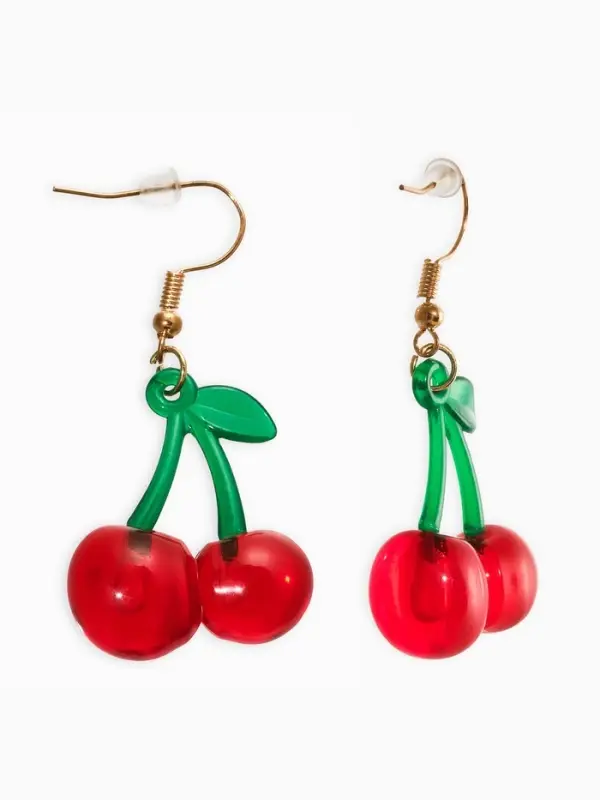 Серьги висячие &laquo;Вишня&raquo;, на петельке. цветные в золоте