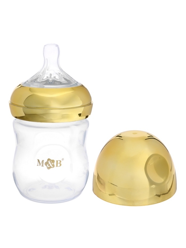 Бутылочка для кормления с наклейками «Золотой малыш» от 0 мес., 150 мл., цвет золотой, M&B
