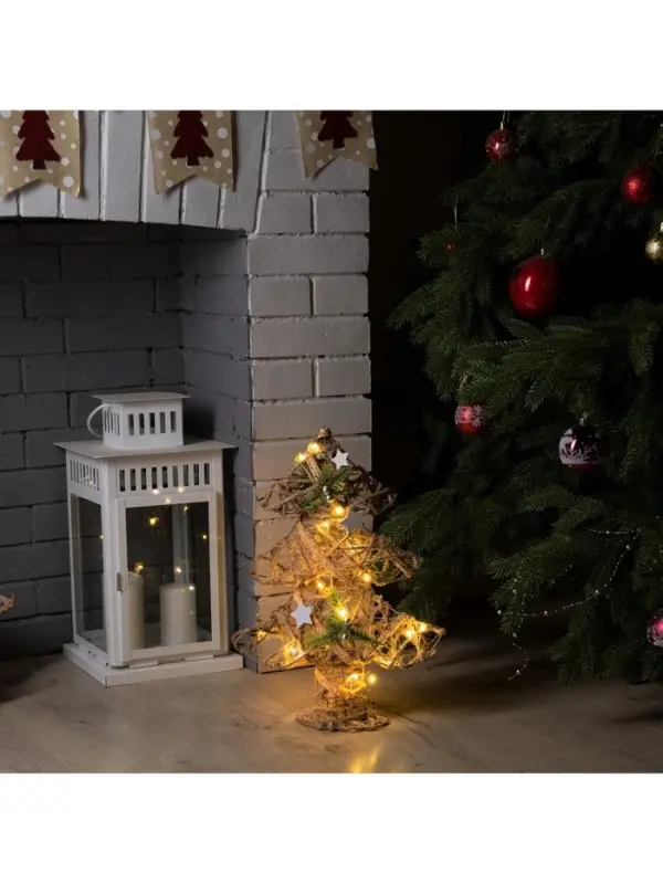 Светодиодная фигура &laquo;Ёлка&raquo; 32&times;44&times;10 см, металл, текстиль, от батареек AAх2, свечение тёплое белое