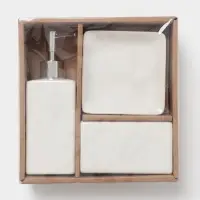 Аксессуары для ванной &laquo;Лодж&raquo;, 3 предмета: мыльница, дозатор для мыла 350 мл, стакан, белые