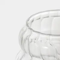 Баночка для мёда и варенья &laquo;Эко. Рельеф&raquo;, 9&times;12.5 см, с бамбуковой крышкой и ложной, на подставке, стекло, прозрачная