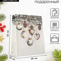 Пакет подарочный новогодний ламинированный, &laquo;Игрушки Новогодние&raquo;, 26&times;12&times;32 см