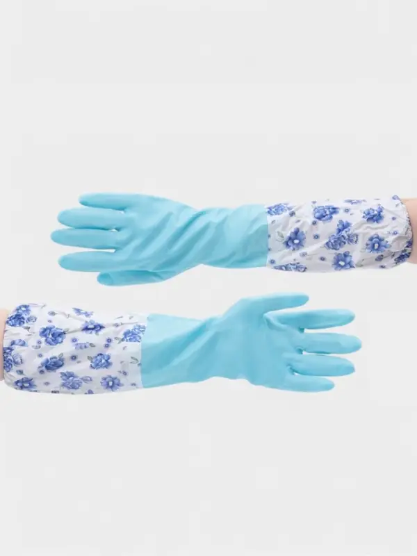 Перчатки хозяйственные с утеплителем Доляна, размер L, длинные манжеты, ПВХ