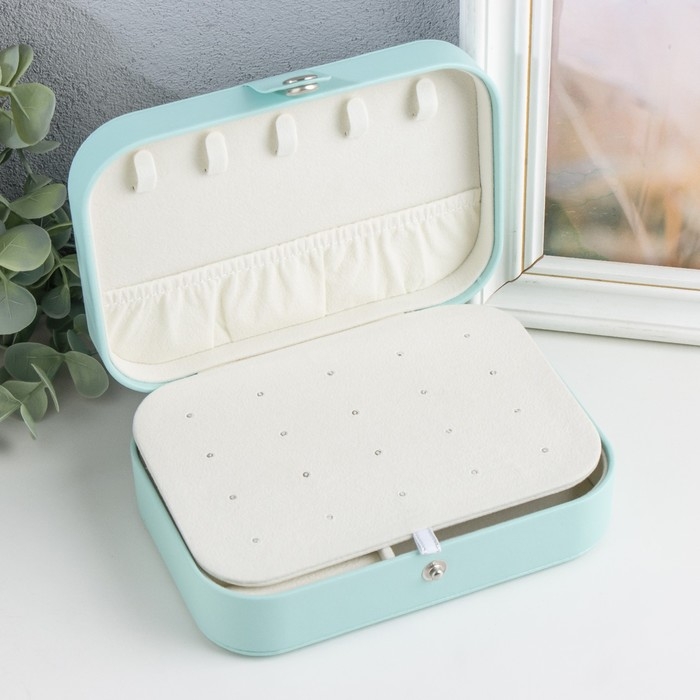 Шкатулка кожзам для украшений  Шкатулка кожзам для украшений "Матовая гладь" бирюзовая 16х11х5 см