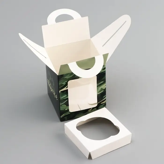 Коробка для 1 капкейка,«Камуфляж», 9.2×9.2×11.1 см Коробка для 1 капкейка,«Камуфляж», 9.2×9.2×11.1 см