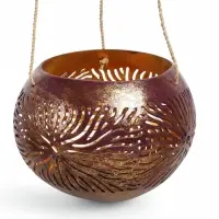 Подсвечник подвесной из кокоса, 14&times;14&times;10 см, золотой