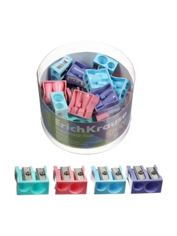Точилка 2 отверстия ErichKrause EasySharp Duo Pastel, микс