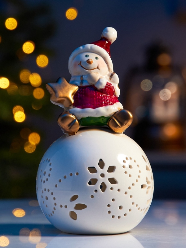 Светодиодная фигура Светодиодная фигура "Снеговик на шаре" 13.2х8.8х8.8, 1 LED, LR44x3(в компл.), Т/БЕЛЫЙ
