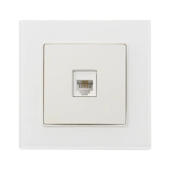 Розетка телефоннаяTOT Matte Glass, стекло, скрытая, одноместная, белая