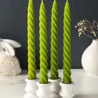 Набор свечей витых, 2,3х 24,5 см, 5 ч, 50 г, 4 штуки, оливковый